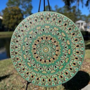 Intricate Green Mandala Decorative Plate
